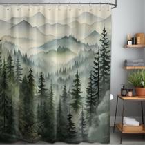 Cortina de chuveiro QGHOT Foggy Mountain Nature Forest 150x180cm Cortina de chuveiro QGHOT Foggy Mountain Nature Forest 150x180cm