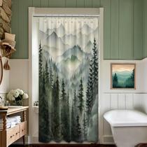 Cortina de chuveiro QGHOT Green Forest Waterproof 120x180cm com ganchos Cortina de chuveiro QGHOT Green Forest Waterproof 120x180cm com ganchos