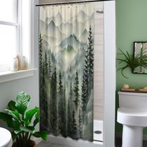 Cortina de chuveiro QGHOT Green Forest Waterproof 36x72cm com ganchos Cortina de chuveiro QGHOT Green Forest Waterproof 36x72cm com ganchos