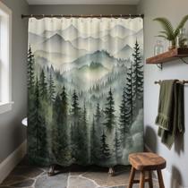 Cortina de chuveiro QGHOT Mountain Forest Waterproof 180x180cm
