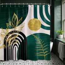 Cortina de chuveiro QGHOT Verde Escuro Boho Mid Century Modern