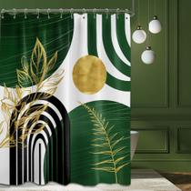 Cortina de chuveiro QGHOT verde oliva e dourado Modern MCM 180x180cm Cortina de chuveiro QGHOT verde oliva e dourado Modern MCM 180x180cm