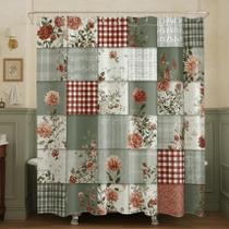 Cortina de chuveiro RASEONG Farmhouse Country Patchwork 180x180cm