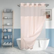 Cortina de chuveiro River Dream No Hook Slub texturizada rosa 180x180cm Cortina de chuveiro River Dream No Hook Slub texturizada rosa 180x180cm