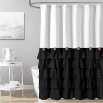 Cortina de chuveiro Seasonwood Black Ruffle 180x180cm Poliéster