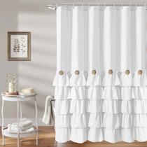 Cortina de chuveiro Seasonwood White Ruffle Farmhouse 180x180cm