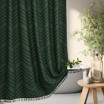 Cortina de chuveiro Siiluminisoy 183 x 183 cm verde-escuro com franjas Cortina de chuveiro Siiluminisoy 183 x 183 cm verde-escuro com franjas