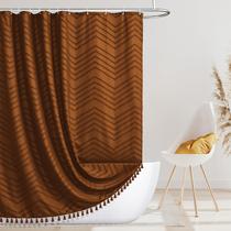 Cortina de chuveiro Siiluminisoy Boho em tecido com borla 180x180cm
