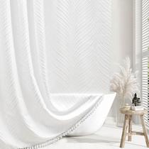 Cortina de chuveiro Siiluminisoy White Boho 180x180cm com ganchos Cortina de chuveiro Siiluminisoy White Boho 180x180cm com ganchos
