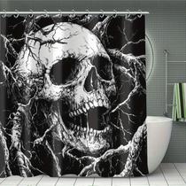 Cortina de chuveiro Skull and Branches Gothic Deco 180x180cm Cortina de chuveiro Skull and Branches Gothic Deco 180x180cm
