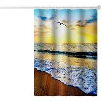 Cortina de chuveiro Sunrise Ocean Wave de poliéster impermeável Cortina de chuveiro Sunrise Ocean Wave de poliéster impermeável