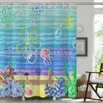 Cortina de chuveiro TSLOVER Cute Beach Ocean Waterproof 180x180cm