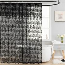 Cortina de chuveiro TUDECO Black Lace com saia 180x180cm poliéster Cortina de chuveiro TUDECO Black Lace com saia 180x180cm poliéster