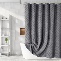 Cortina de chuveiro TURKIO Boho Grey Tufted Chevron Striped Cortina de chuveiro TURKIO Boho Grey Tufted Chevron Striped