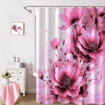 Cortina de chuveiro Uiiooazy Floral Pink Flowers Waterproof Cortina de chuveiro Uiiooazy Floral Pink Flowers Waterproof