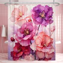 Cortina de chuveiro Uiiooazy rosa floral rosa impermeável 180x180cm Cortina de chuveiro Uiiooazy rosa floral rosa impermeável 180x180cm