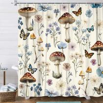 Cortina de chuveiro Uokiuki Mushroom Boho Floral 180x180cm Poliéster Cortina de chuveiro Uokiuki Mushroom Boho Floral 180x180cm Poliéster