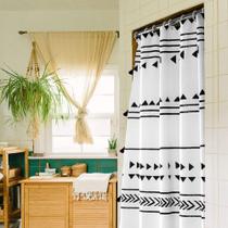 Cortina de chuveiro Uphome de tecido extra longo 180x200cm preto/branco