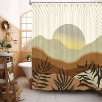 Cortina de chuveiro Viajar Boho Laranja Poliéster 180x180cm com ganchos