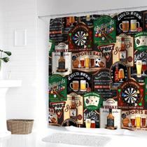 Cortina de chuveiro vintage Beer & Billiards Retro 180x200cm Cortina de chuveiro vintage Beer & Billiards Retro 180x200cm