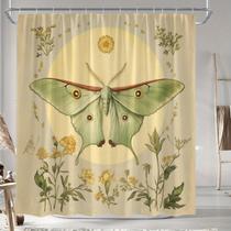 Cortina de chuveiro Vintage Moth Floral Poliéster 180x180cm