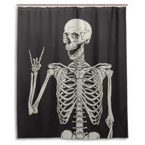 Cortina de chuveiro Wamika Rock And Roll Skull Skeleton Bone Cortina de chuveiro Wamika Rock And Roll Skull Skeleton Bone