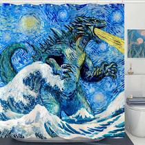 Cortina de chuveiro Wegklazax Van Gogh Monster 180x180cm com ganchos