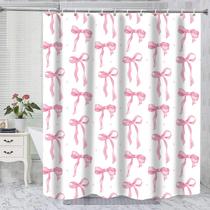Cortina de chuveiro Wirfray Bows rosa impermeável para meninas 180x180cm