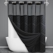 Cortina de chuveiro WONICY Extra Long Tufted Chevron Black