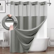 Cortina de chuveiro WONICY No Hook com forro de encaixe 180x200cm cinza