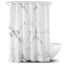 Cortina de chuveiro YOSTEV Marble Cinza/Branca com ganchos 180x180cm
