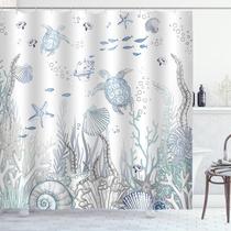 Cortina de chuveiro ZCHOMI Coastal Turtle Blue Ocean 180x180cm
