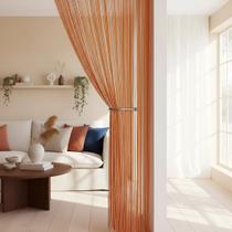 Cortina De Corda Franja Decorativa Segue Com Varão Regulável Cor:Laranja