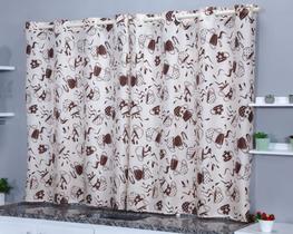 Cortina de Cozinha 2,00 x 1,40 Oxford Estampada Janela Vitro