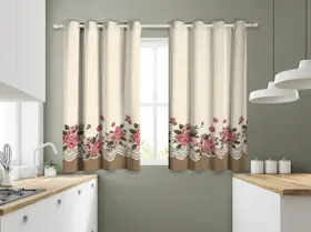 Cortina De Cozinha 2,80m X 1,40m Estampada Renda