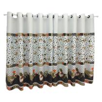 Cortina De Cozinha 2,80x1,50m Estampada Oxford com Ilhós Para Varão 2m