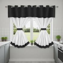 Cortina De Cozinha Com Bandô 2.00x1.40m Varão Simples Decoração de Cozinha