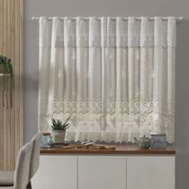 Cortina de Cozinha com Bules Rendados Elegante 2,8m x 1,5m + 30cm Bandô Claridade