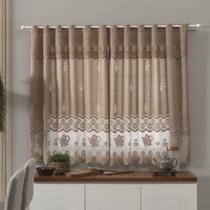 Cortina de Cozinha Copa Renda Bule 2.20x1.20m com Bandô 30cm Retrô Delicada Casa Decorada Elegante
