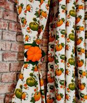 Cortina De Cozinha Estampada 2m X 1,20m Abóbora Com Abraçadeira