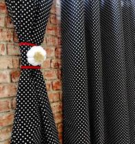 Cortina De Cozinha Estampada 2m X 1,20m Poá Com Abraçadeira