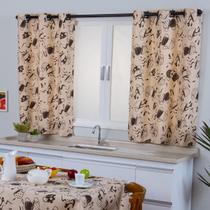 Cortina de Cozinha Estampada Café