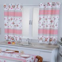 Cortina de Cozinha Estampada Corujas - 125X250CM