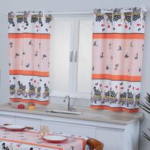 Cortina de Cozinha Estampada Galinhas - 125X200CM
