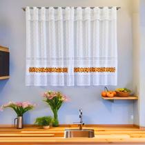 Cortina de Cozinha Estampada Madrid 2,0x1,20m Branca - Interlar