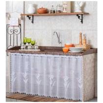 Cortina de Cozinha pia em Renda Branca rendada Medida 0,80 x 1,60 m