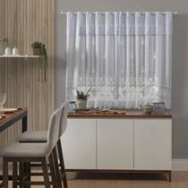 Cortina de Cozinha Renda 2,80x1,50m com Bandô 30cm Bule Clássica Rendada Elegante Decoração Casa Cortina de Cozinha Renda 2,80x1,50m com Bandô 30cm Bule Clássica Rendada Elegante Decoração Casa