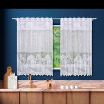 Cortina de cozinha renda branca jacquard até 2,00 L X 1,25 Alt