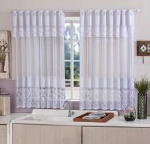 Cortina de Cozinha Renda Tulipa 1,20x2,20m com Bando Acoplado - Duas Folhas