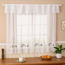 Cortina de Cozinha Retrô Renda 2.00m x 1.20m com bandô 20cm Estampa Vaquinhas